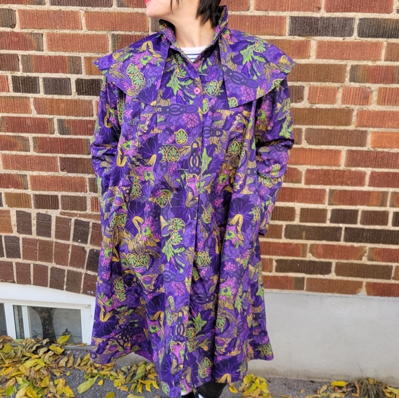 1990s violet floral fall jacket - Picture 2 of 7